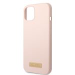 Guess GUHMP13MSBPLP iPhone 13 / 14 / 15 6.1" pink hard case Silicone Logo Plate MagSafe - imagine 6