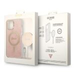 Guess Set GUBPP12MH4EACSP Case+ Charger iPhone 12/12 Pro pink hard case 4G Print MagSafe - imagine 10