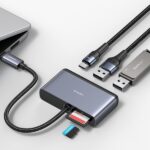 USAMS Adapter HUB 5in1 USB 2.0/USB 3.0/USB-C/TF/SD gray/dark gray SJ628HUB01 (US-SJ628) - imagine 4