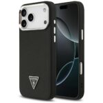 Guess Grained Triangle Logo MagSafe case for iPhone 17 Pro Max black