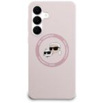 Case Karl Lagerfeld Silicone Karl&Choupette Heads MagSafe for Samsung Galaxy S25 FE pink - imagine 3