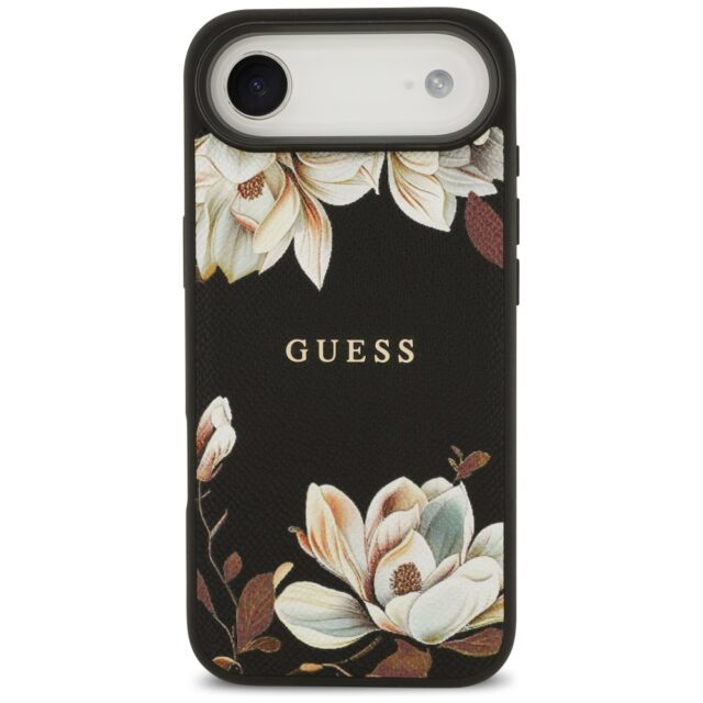 Guess Grained Flowers Classic Logo MagSafe case for iPhone Air black - imagine 3