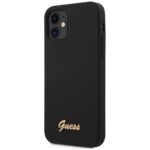 Guess GUHCP12SLSLMGBK iPhone 12 mini 5,4" black hardcase Silicone Script Gold Logo - imagine 5