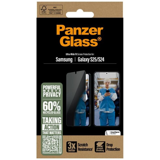 PanzerGlass Ultra-Wide Fit Privacy Glass for Samsung Galaxy S25 - imagine 4