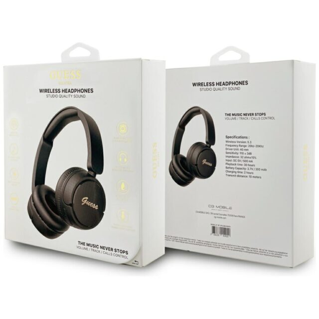 Headphones Guess Bluetooth 5.3 Metal Logo Script black - imagine 4