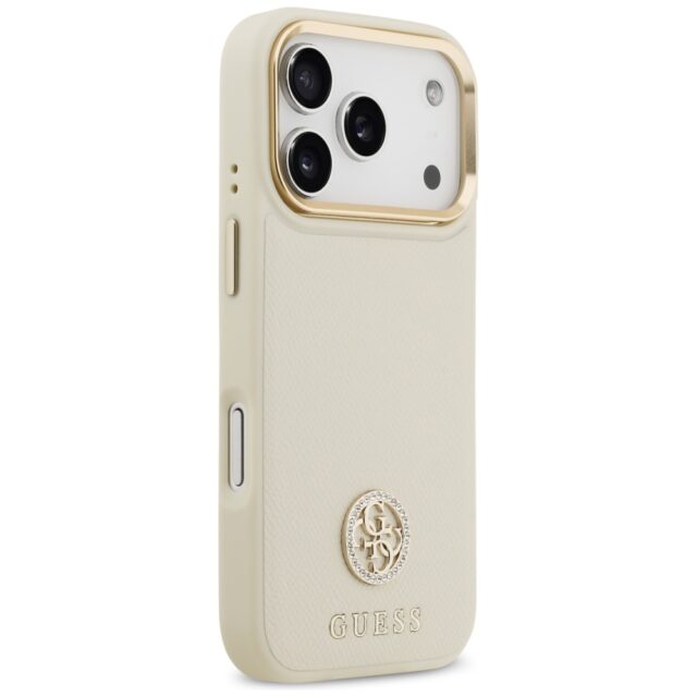 Case Guess Grained Strass Logo MagSafe for iPhone 17 Pro beige - imagine 4