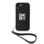 DKNY DKHCP15SPBSWSK iPhone 15 / 14 / 13 6.1 inch black hardcase with Wrist Strap and Stock Logo - imagine 2