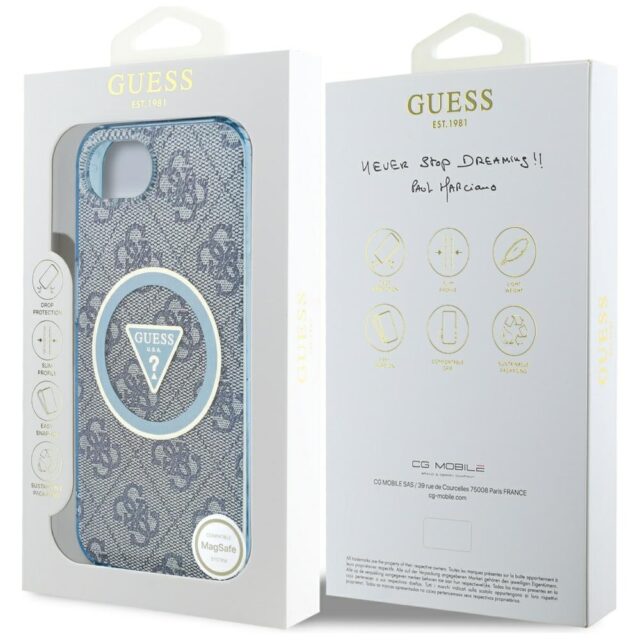 Case Guess IML Metal Glitter 4G Circle Triangle MagSafe for iPhone 16e blue - imagine 8