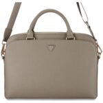 Bag Guess Grained Zipper Pocket Triangle Logo 15" brown