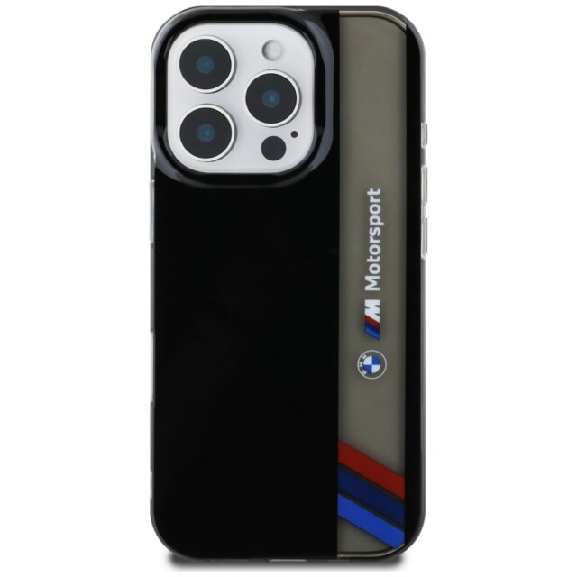 Case BMW Motorsport IML Vertical Stripe for iPhone 16 Pro Max black - imagine 3