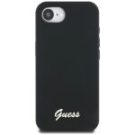 Case Guess Silicone Script Metal Logo MagSafe for iPhone 16e black - imagine 3