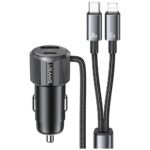 USAMS YT Series CC287 Car Charger 66W 1xUSB-A 1xUSB-C + 2in1 USB-C/Lightning Cable