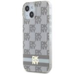 DKNY DKHMP15SHCPTSE iPhone 15 / 14 / 13 6.1 inch beige hardcase IML Checkered Mono Pattern & Printed - imagine 2