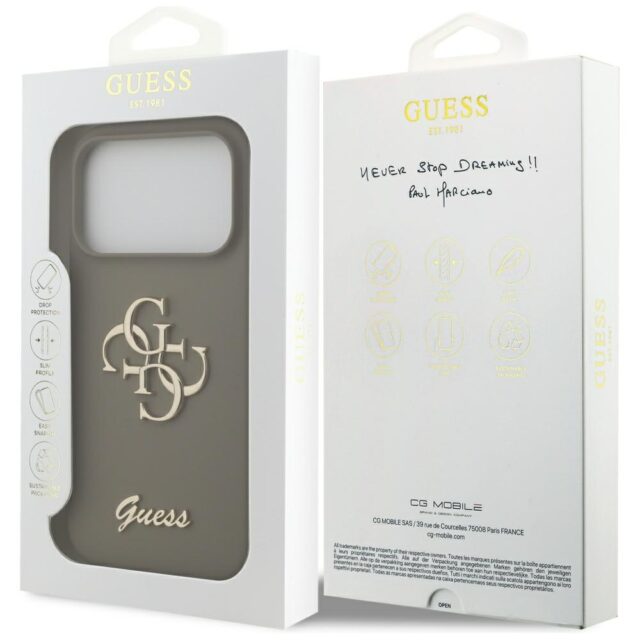 Guess Silicone Big 4G Script Case for iPhone 17 Pro Max Brown - imagine 8