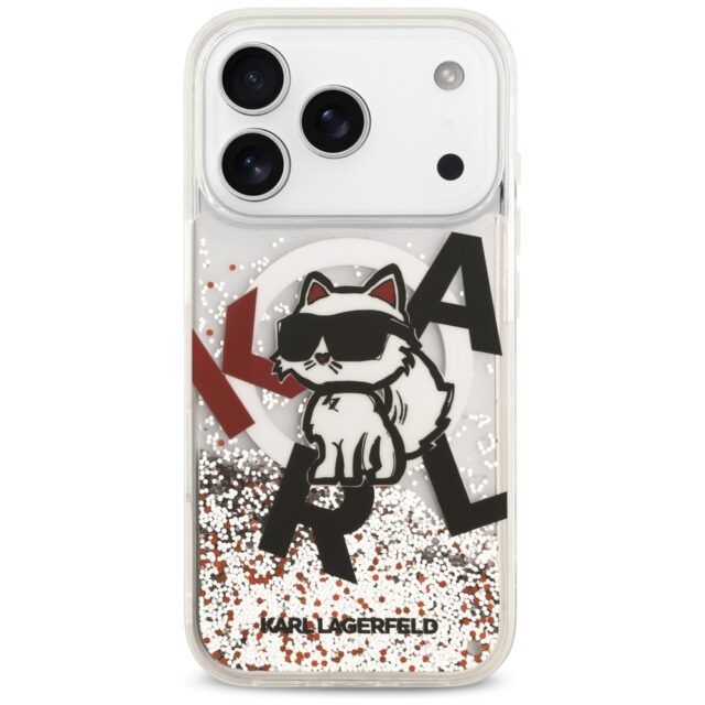 Karl Lagerfeld Liquid Glitter Choupette Logo MagSafe Case for iPhone 17 Pro Clear - imagine 3
