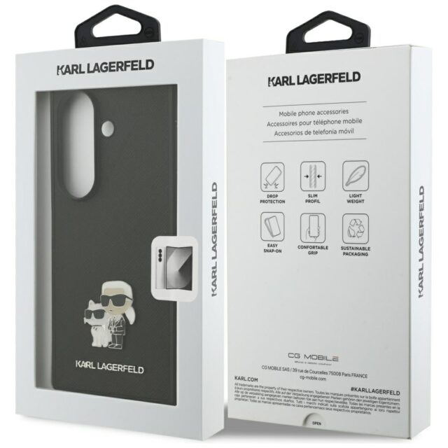 Case Karl Lagerfeld Saffiano Karl&Choupette Pin for Samsung Galaxy Z Fold7 black - imagine 8