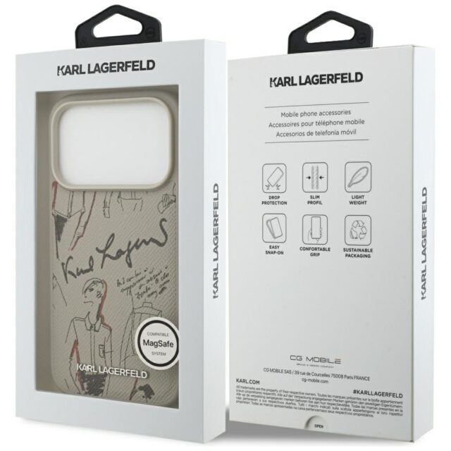 Karl Lagerfeld Grained Pattern & Logo MagSafe Case for iPhone 17 Pro Gray - imagine 8