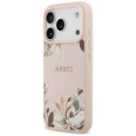 Guess Grained Flowers Classic Logo MagSafe Case for iPhone 17 Pro Max Pink - imagine 2