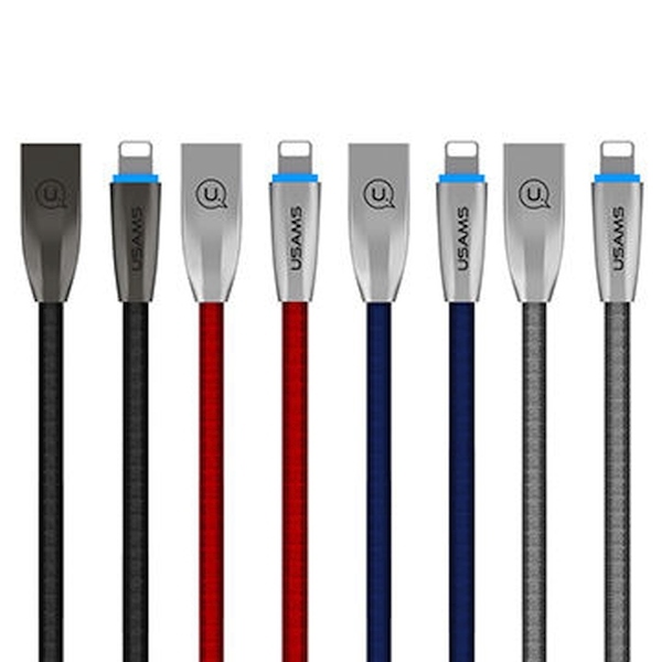 cps-5c2e76592abd19046d91a48801c57d98-2025-12-07-08-33-22 USAMS Braided U-Light Lightning Cable blue 1.2m IPZSUSB03 (US-SJ182) - imagine 1