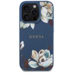 Case Guess Grained Printed Flower Pattern MagSafe for iPhone 16 Pro Max blue - imagine 3