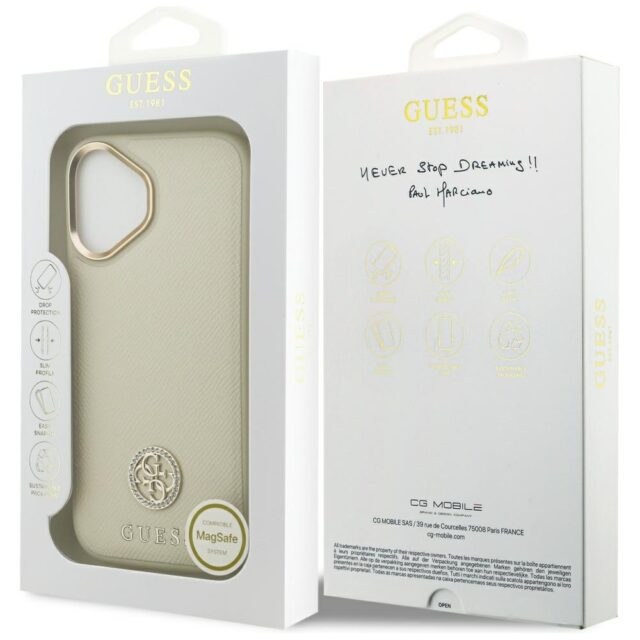 Case Guess Grained Strass Logo MagSafe for iPhone 17 beige - imagine 8