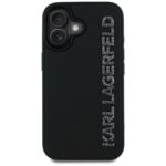 Case Karl Lagerfeld HC 3D Rubber Elongated Glitter for iPhone 16 black - imagine 3