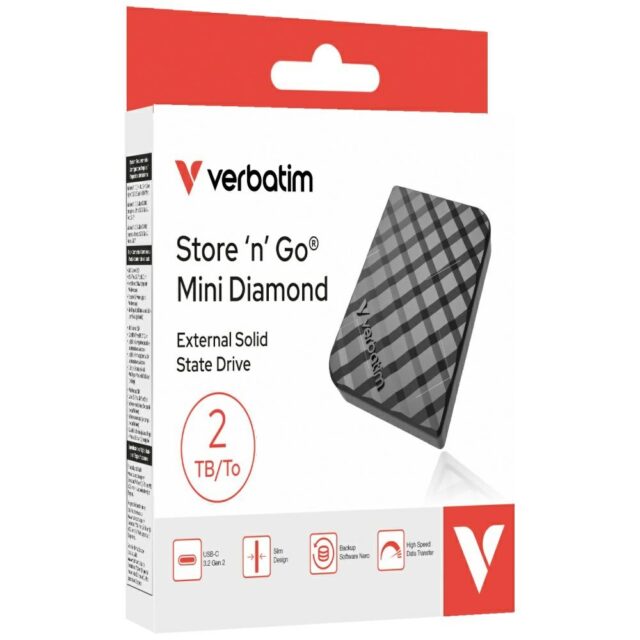 External Disk Verbatim Store n Go Mini Diamond USB-C SSD 2Tb Black 32026 - imagine 10