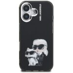 Case Karl Lagerfeld IML Aquarelle Karl   & Choupette & Logo for iPhone 16 black - imagine 3