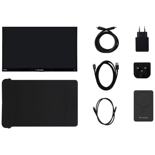 Portable Touch Monitor Verbatim LIGHT 14" FHD with 5000mAh Power Bank black 32088 - imagine 7