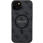 Guess GUHMP14SG4GFRK iPhone 14 / 15 / 13 6.1" black hardcase 4G Collection Leather Metal Logo - imagine 3