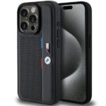 Case BMW BMHCP15L23PUPVK iPhone 15 Pro 6.1" black hardcase Perforated Tricolor Line