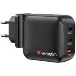 Wall Charger Verbatim Mini GaN 100W 2xUSB-C PD/1x USB-A QC black 32230