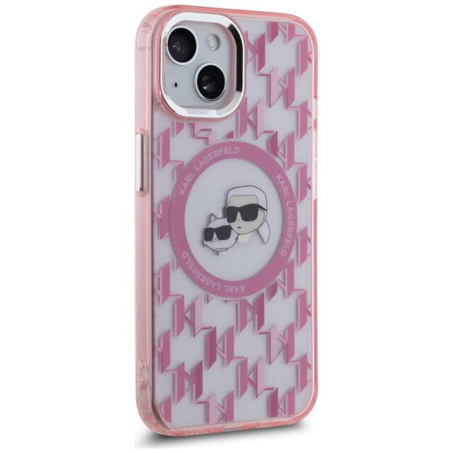Karl Lagerfeld KLHMP15SHMCKMHP iPhone 15 6.1"pink IML Monogram Karl&Choupette Head MagSafe - imagine 4