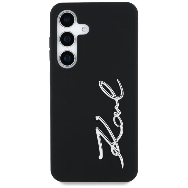 Case Karl Lagerfeld Silicone Metal Signature Logo Samsung Galaxy S25 black - imagine 3