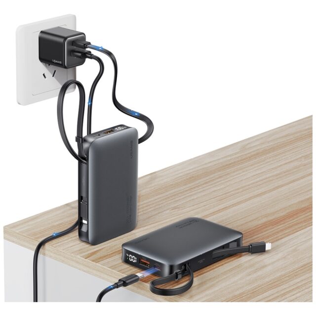 Powerbank USAMS XR Series CD228 10000mAh 20W + USB-C/Lightning cable white - imagine 9