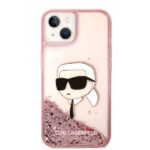 Karl Lagerfeld KLHCP14SLNKHCP iPhone 14/ 15 / 13 6,1" pink hardcase Glitter Karl Head - imagine 3