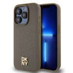 DKNY DKHMP14LPSHRPSW iPhone 14 Pro 6.1 inch brown hardcase Leather Pattern Metal Logo MagSafe