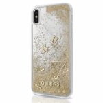Guess GUHCPXGLUFLGO iPhone X gold hard case Glitter Liquid