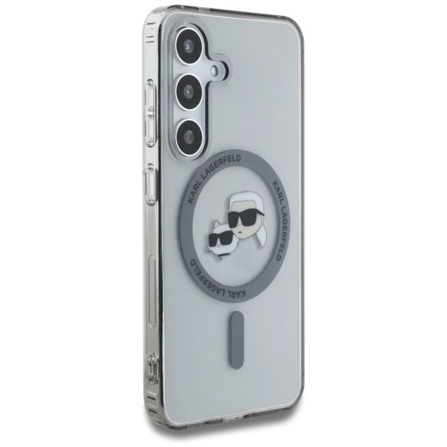Case Karl Lagerfeld Button Karl & Choupette Heads Printed Logo MagSafe for Samsung Galaxy S25 black - imagine 4