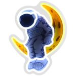 Neon Beline Light Astronaut on the Moon