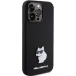 Karl Lagerfeld KLHCP15XSMHCNPK iPhone 15 Pro Max 6.7" black Silicone Choupette Metal Pin - imagine 4