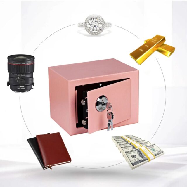 Extralink Home | Home safe | office, key box, safe deposit box, pink, S-404 - imagine 4