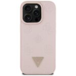 Case Guess Grained Hot Stamp Peony Triangle Logo MagSafe for iPhone 16 Pro Max pink - imagine 3