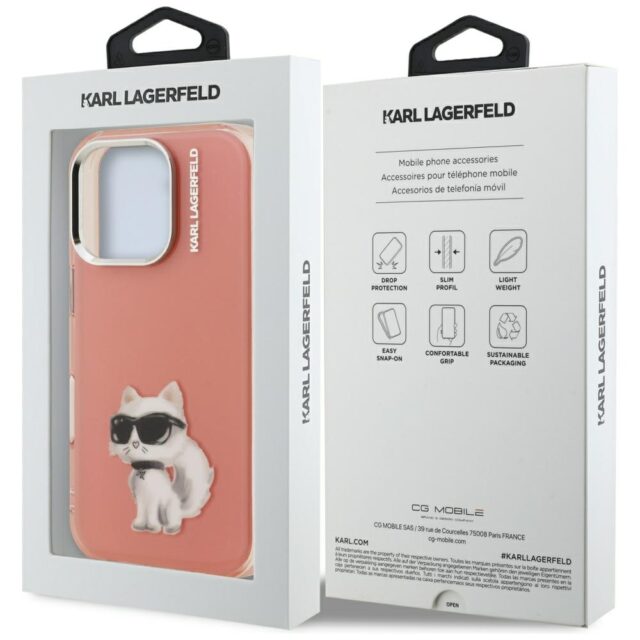 Case Karl Lagerfeld IML Aquarelle        Choupette & Logo for iPhone 16 Pro Max pink - imagine 8