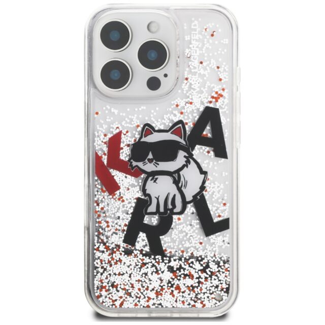 Case Karl Lagerfeld Liquid Glitter       Choupette Logo for iPhone 16 Pro Max transparent - imagine 3