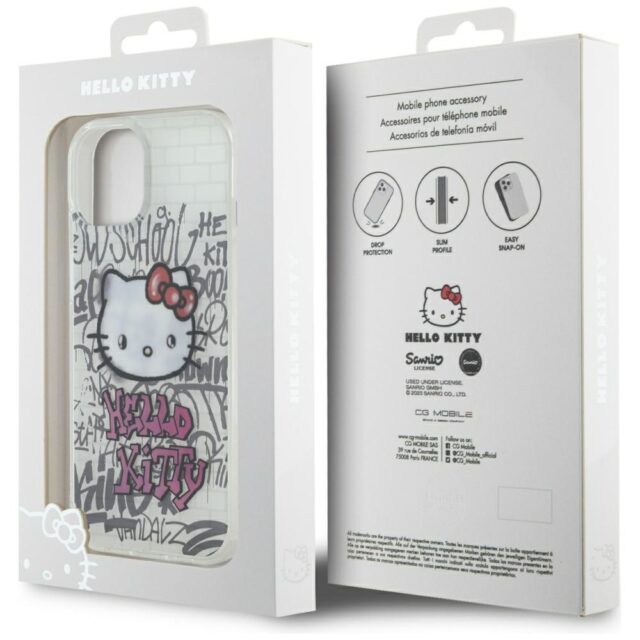 Hello Kitty HKHCP15SHDGPHT iPhone 15 /14 / 13 6.1" white hardcase IML Kitty On Bricks Graffiti - imagine 8