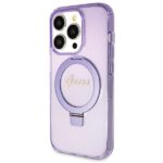 Guess GUHMP14XHRSGSU iPhone 14 Pro Max 6.7" purple hardcase Ring Stand Script Glitter MagSa - imagine 2