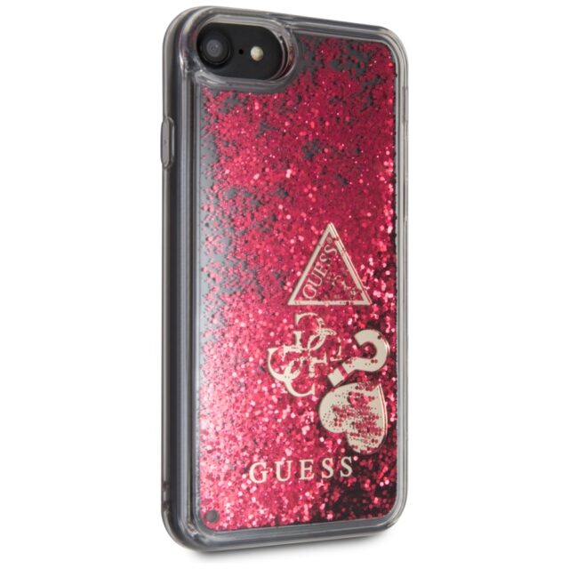 Guess GUHCI8GLHFLRA iPhone 7/8/SE 2020/ SE 2022 raspberr yhard case Glitter Hearts - imagine 5