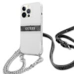 Guess GUHCP13LKC4GBSI iPhone 13 Pro / 13 6,1" Transparent hardcase 4G Grey Strap Silver Chain - imagine 2