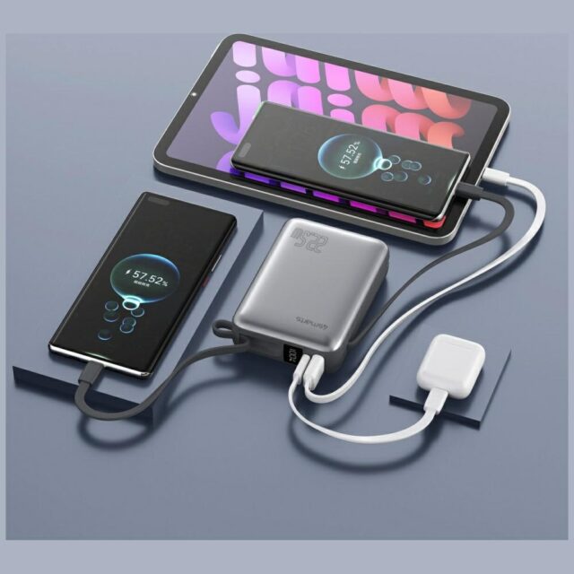 Powerbank 4smarts Pocket Dual Cord 20000mAh 22.5W with built-in USB-C cable 15cm gray - imagine 3